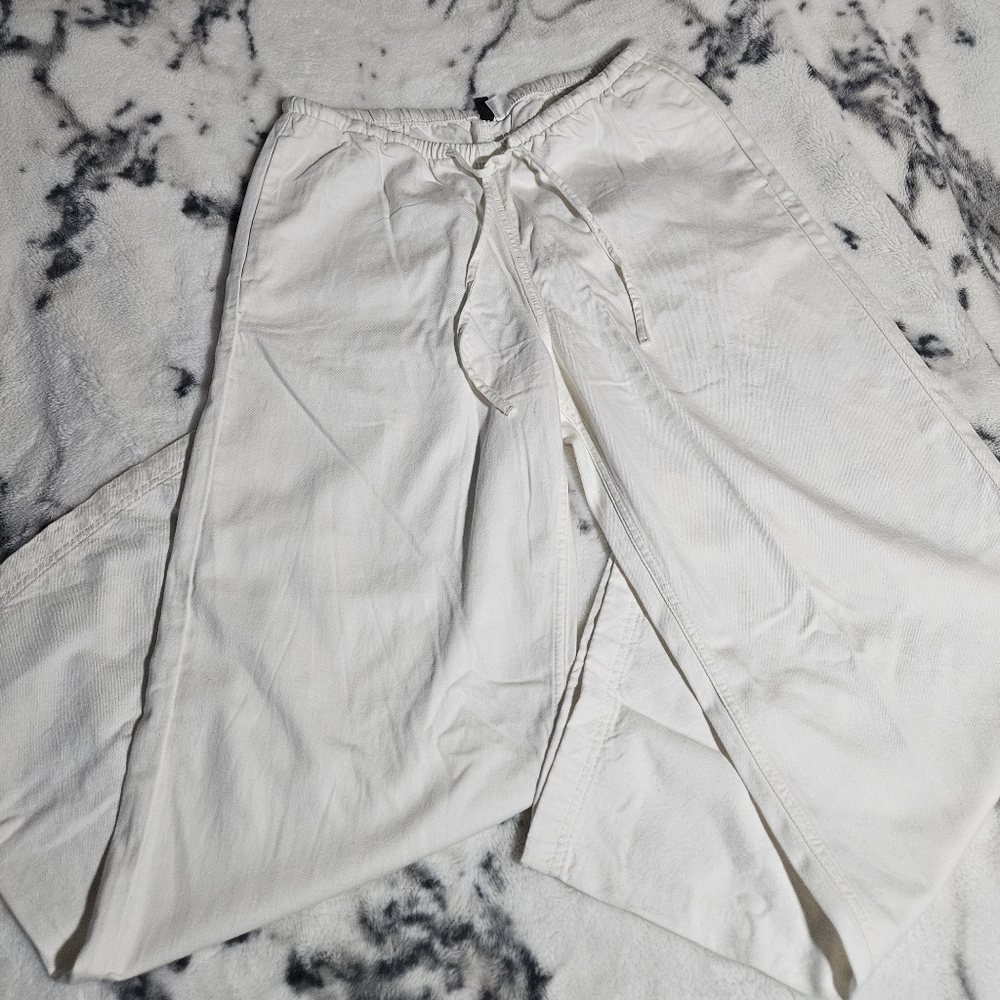 H&M Women's White Denim Drawstring Pants - Picture 2 of 7